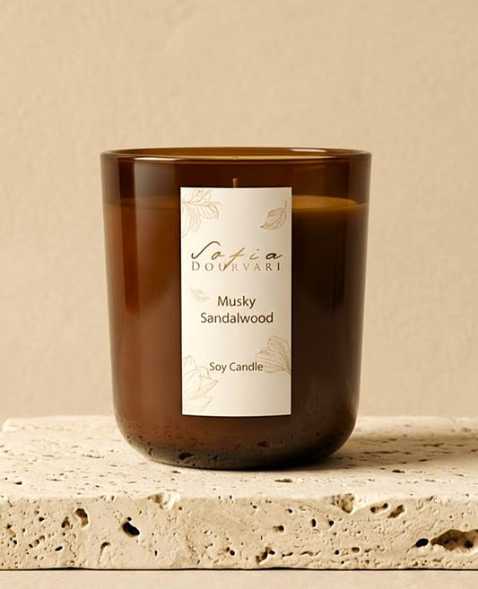 Musky Sandalwood Soy Scented Candle 200g
